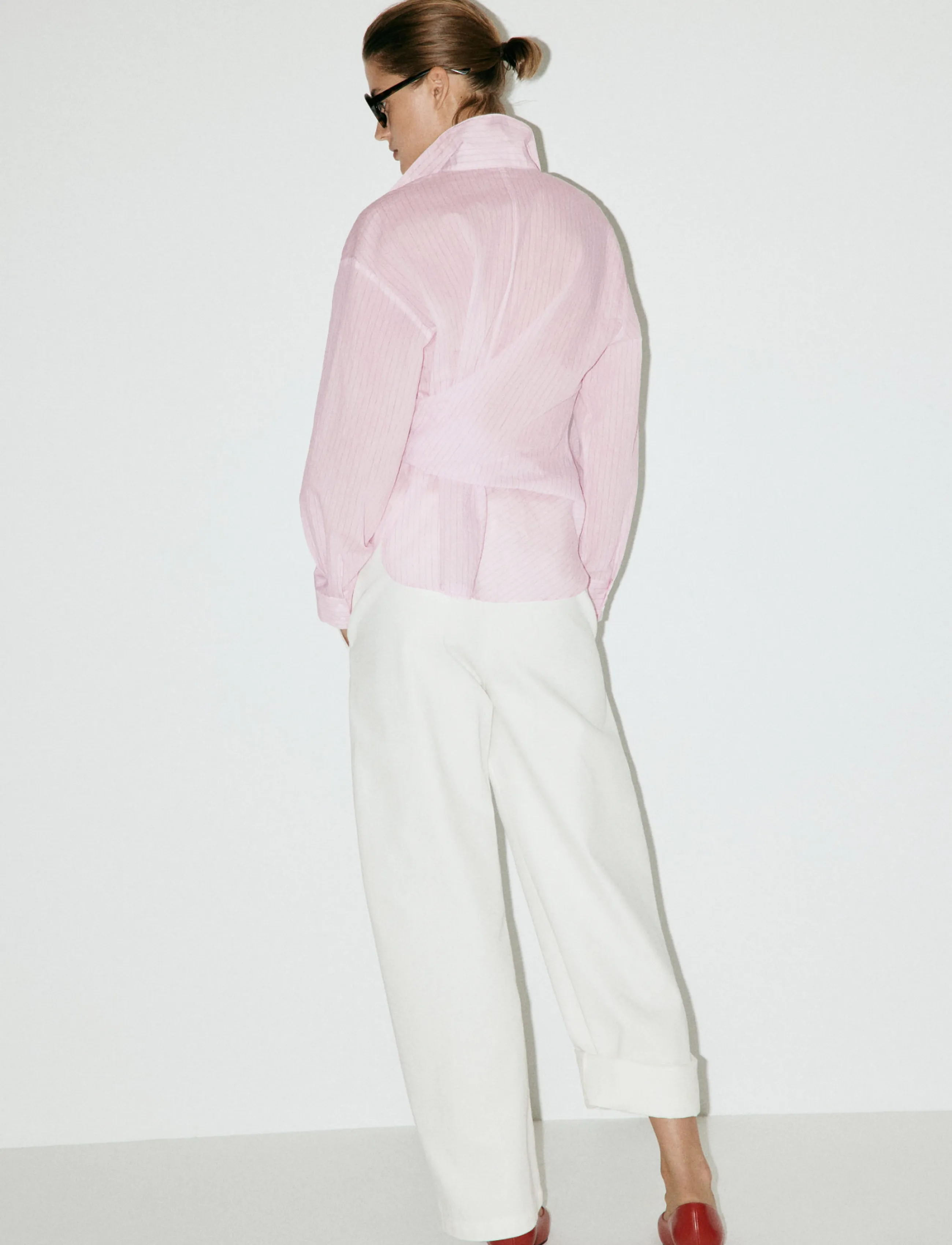 Mango - Striped blouse with bow detail - langærmede skjorter - pink - 2