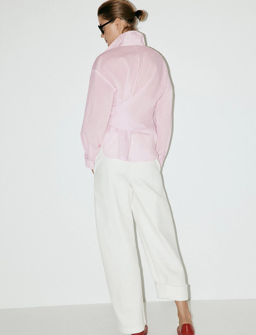 Mango - Striped blouse with bow detail - langærmede skjorter - pink - 2