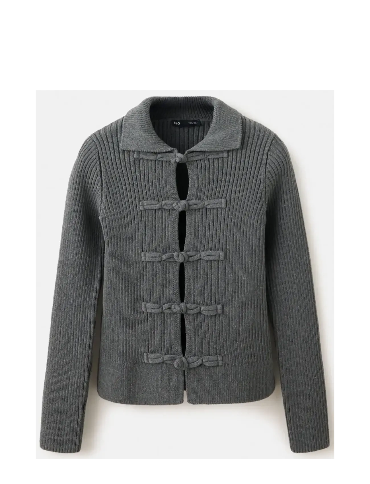 Mango Ribbed duffle cardigan - Strik - GREY / grey