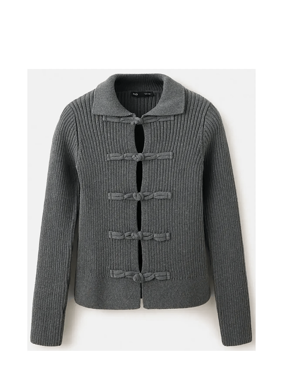 Mango - Ribbed duffle cardigan - cardigans - grey - 1