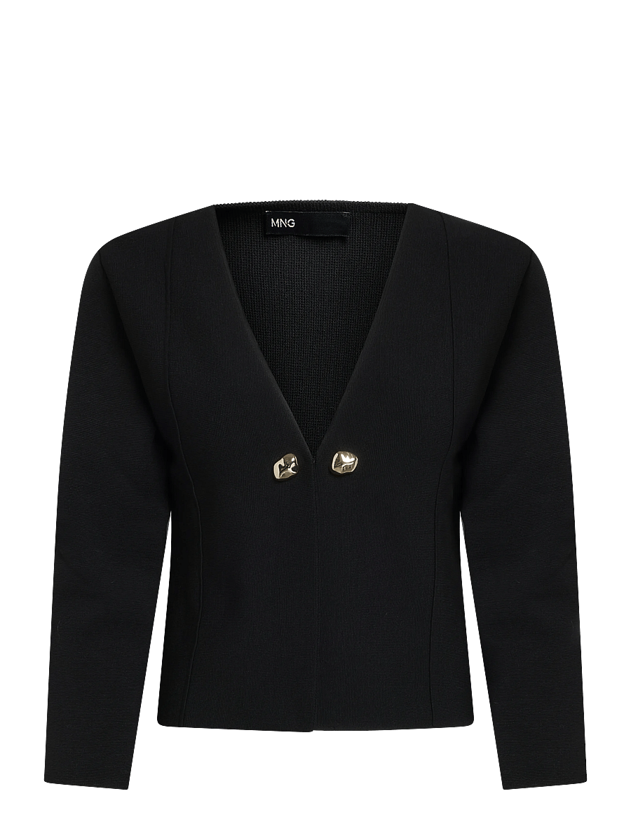 Mango - Knitted jacket with jewel buttons - lette jakker - black - 1