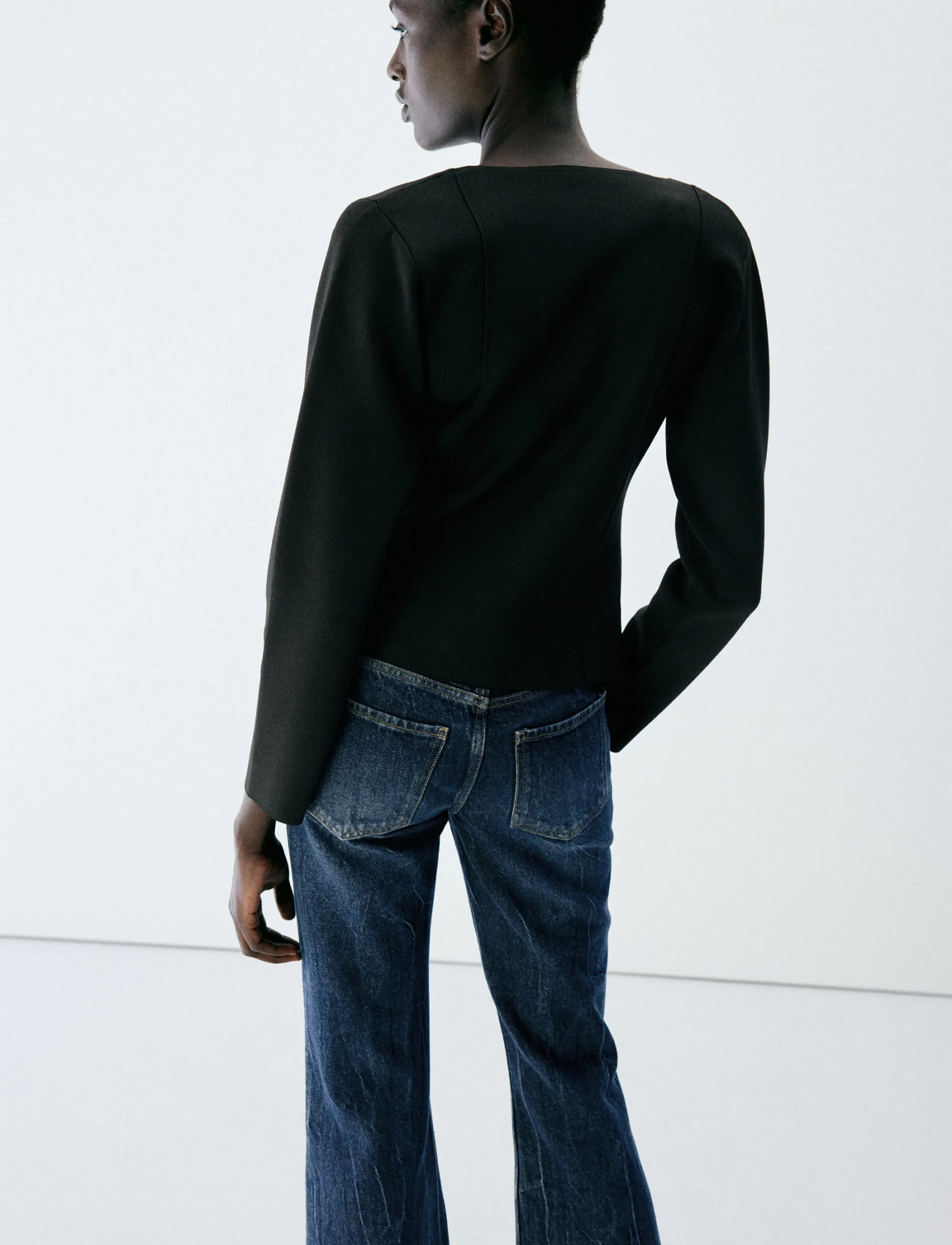 Mango - Knitted jacket with jewel buttons - black - 2