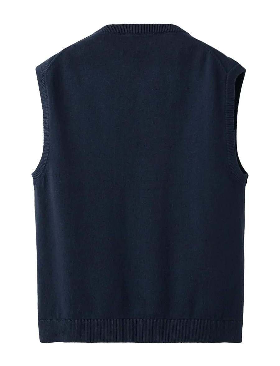 Mango - Fine-knit V-neck waistcoat - västar - navy - 1