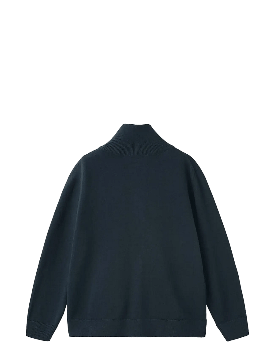 Mango - 100% cotton zip-up cardigan - koftor - navy - 1