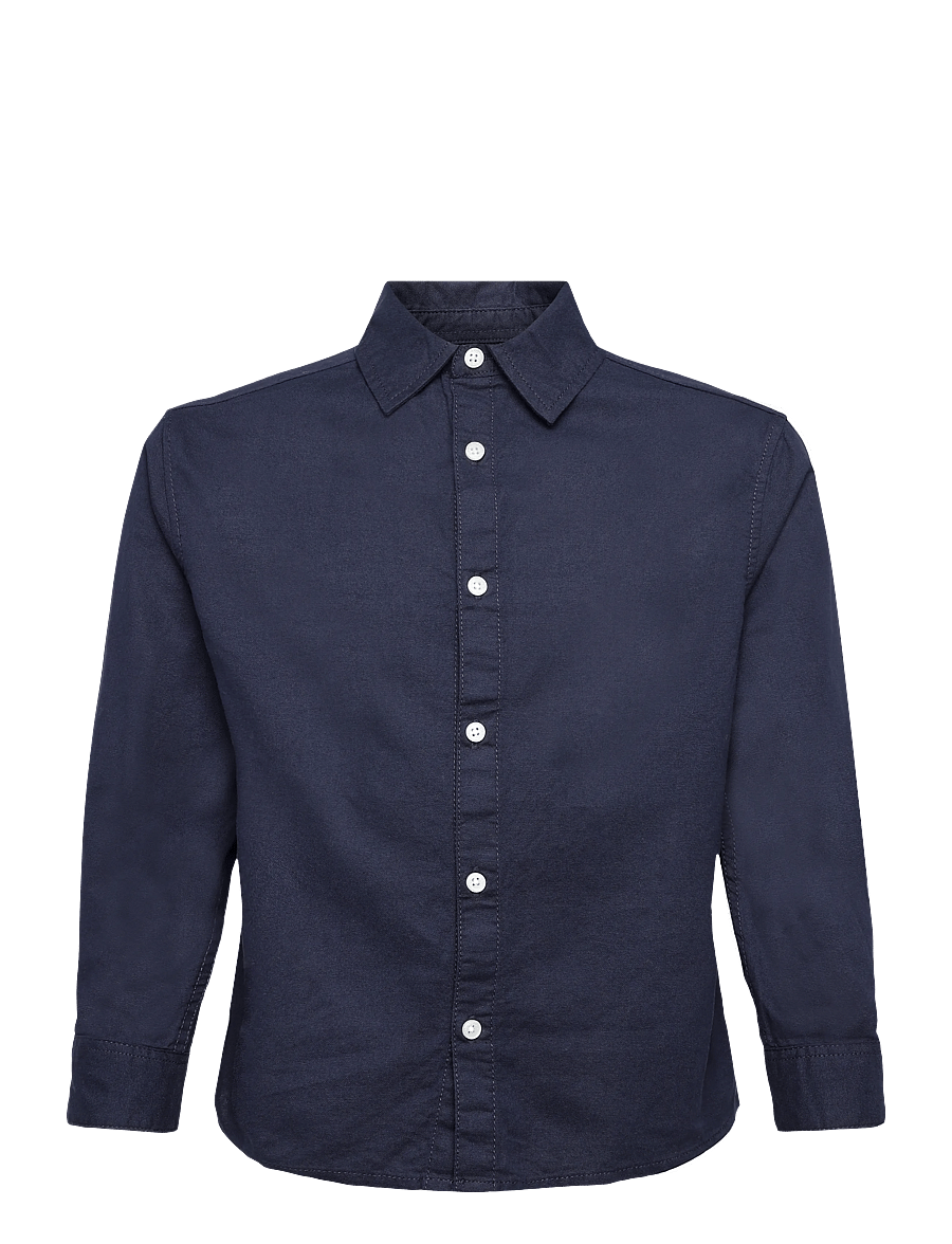 Mango - Cotton piqué shirt - langærmede skjorter - navy - 0