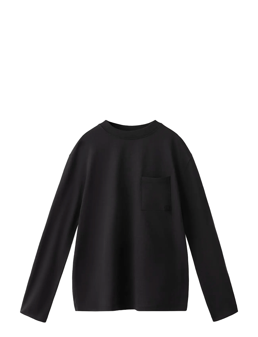 Mango - Loose-fit cotton T-shirt - långärmade t-shirts - black - 0