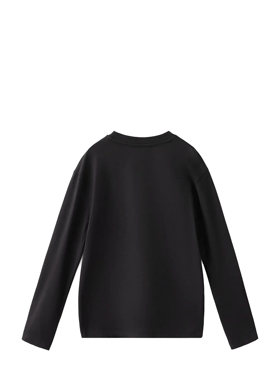 Mango - Loose-fit cotton T-shirt - långärmade t-shirts - black - 1