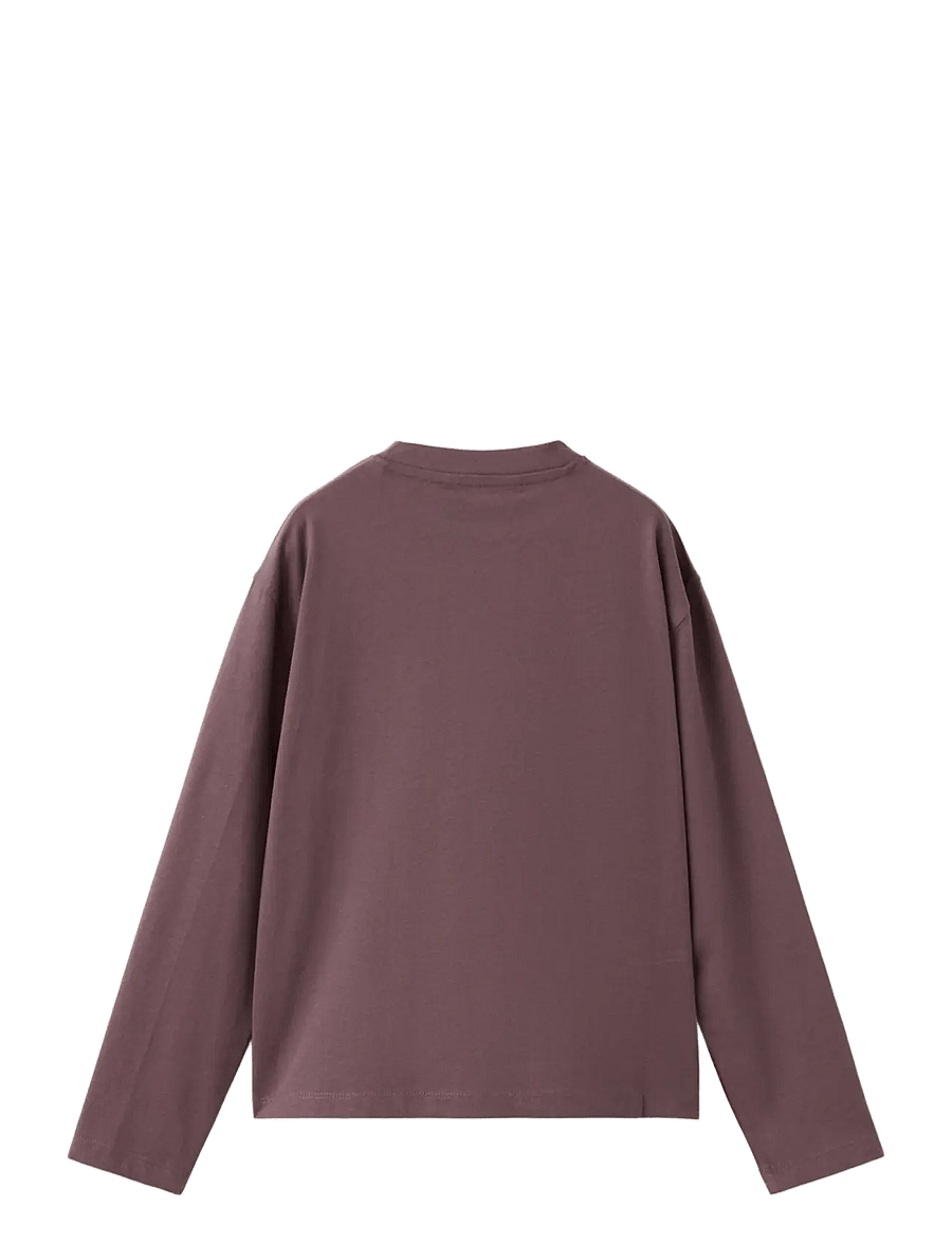 Mango - Loose fit cotton T-shirt - långärmade t-shirts - dark red - 1