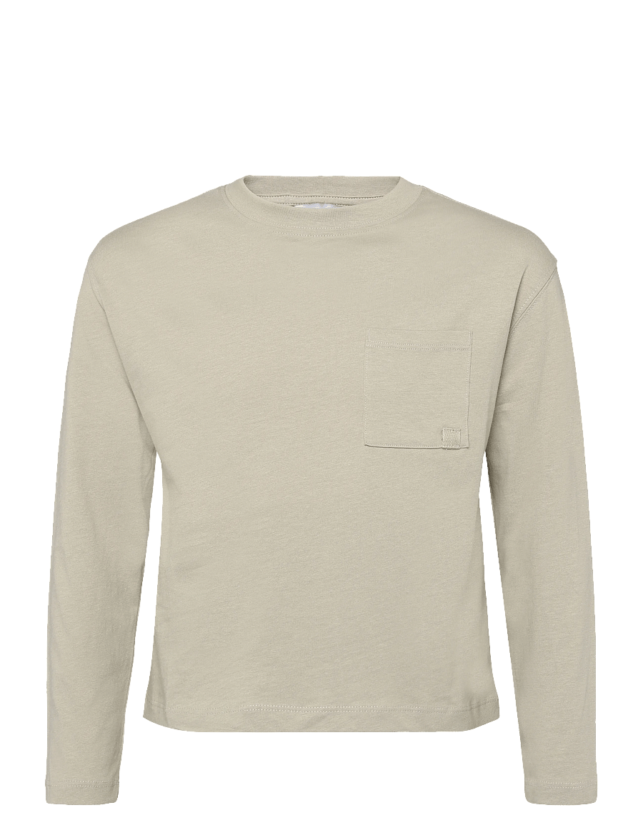 Mango - Loose fit cotton T-shirt - långärmade t-shirts - lt pastel brown - 0