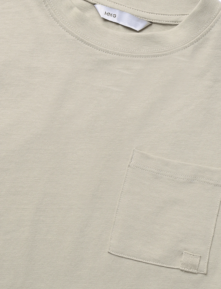 Mango - Loose fit cotton T-shirt - långärmade t-shirts - lt pastel brown - 2