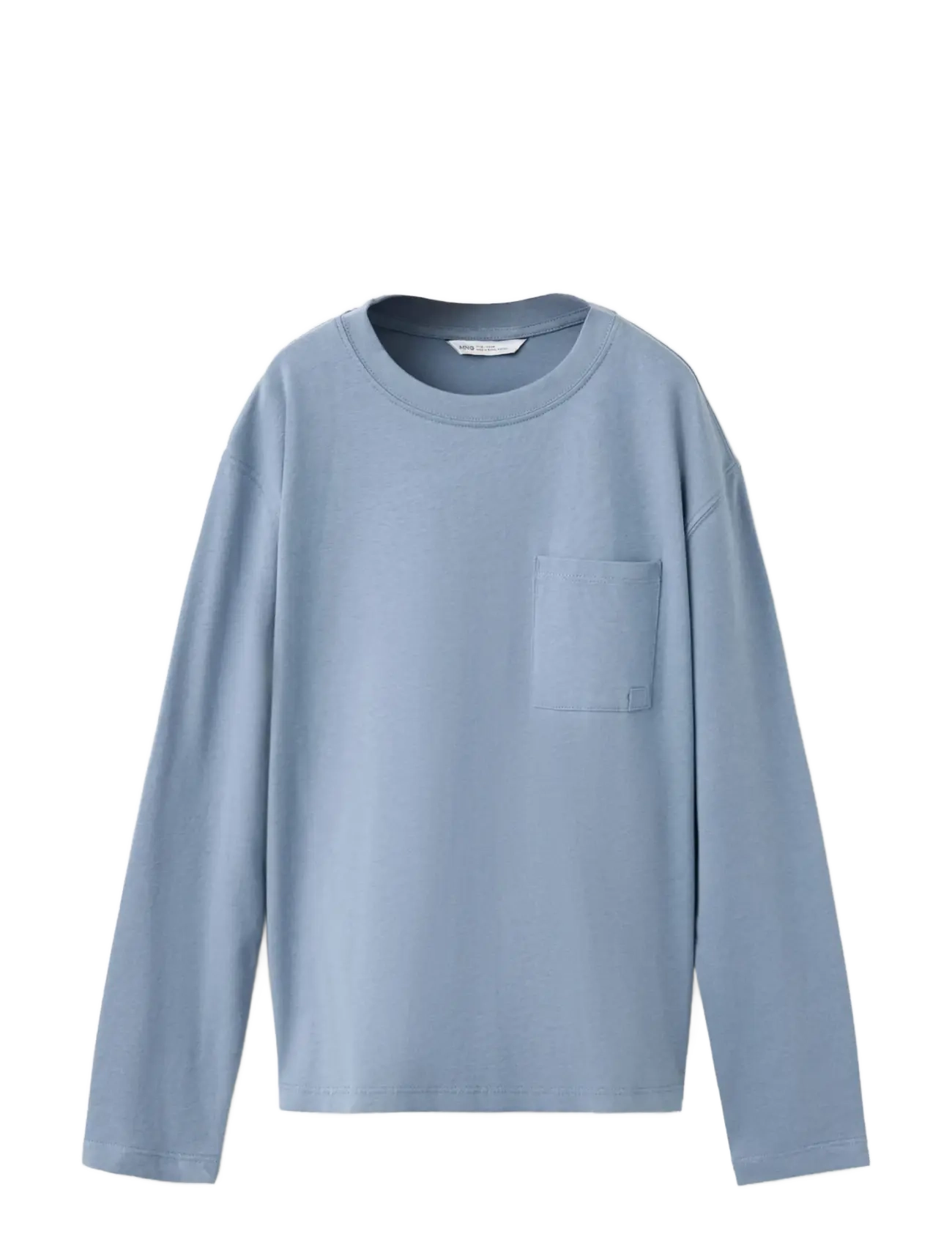 Mango Loose Fit Cotton T-Shirt, 140, Blue, T-Shirts > Langærmede T-shirts, Børn