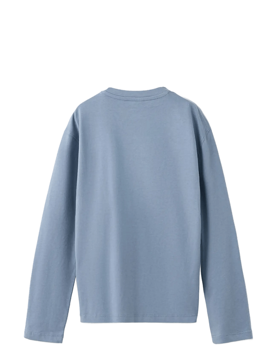 Mango - Loose fit cotton T-shirt - langærmede t-shirts - medium blue - 1