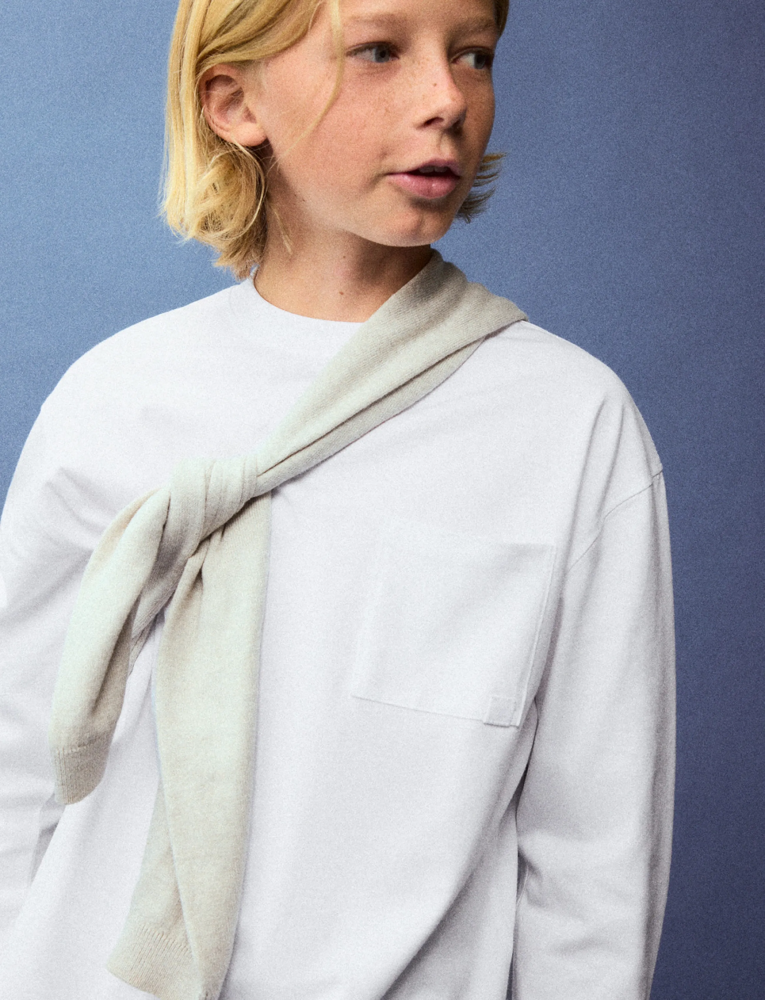 Mango Loose Fit Cotton T-Shirt, 9-10, White, T-Shirts > Langærmede T-shirts, Børn