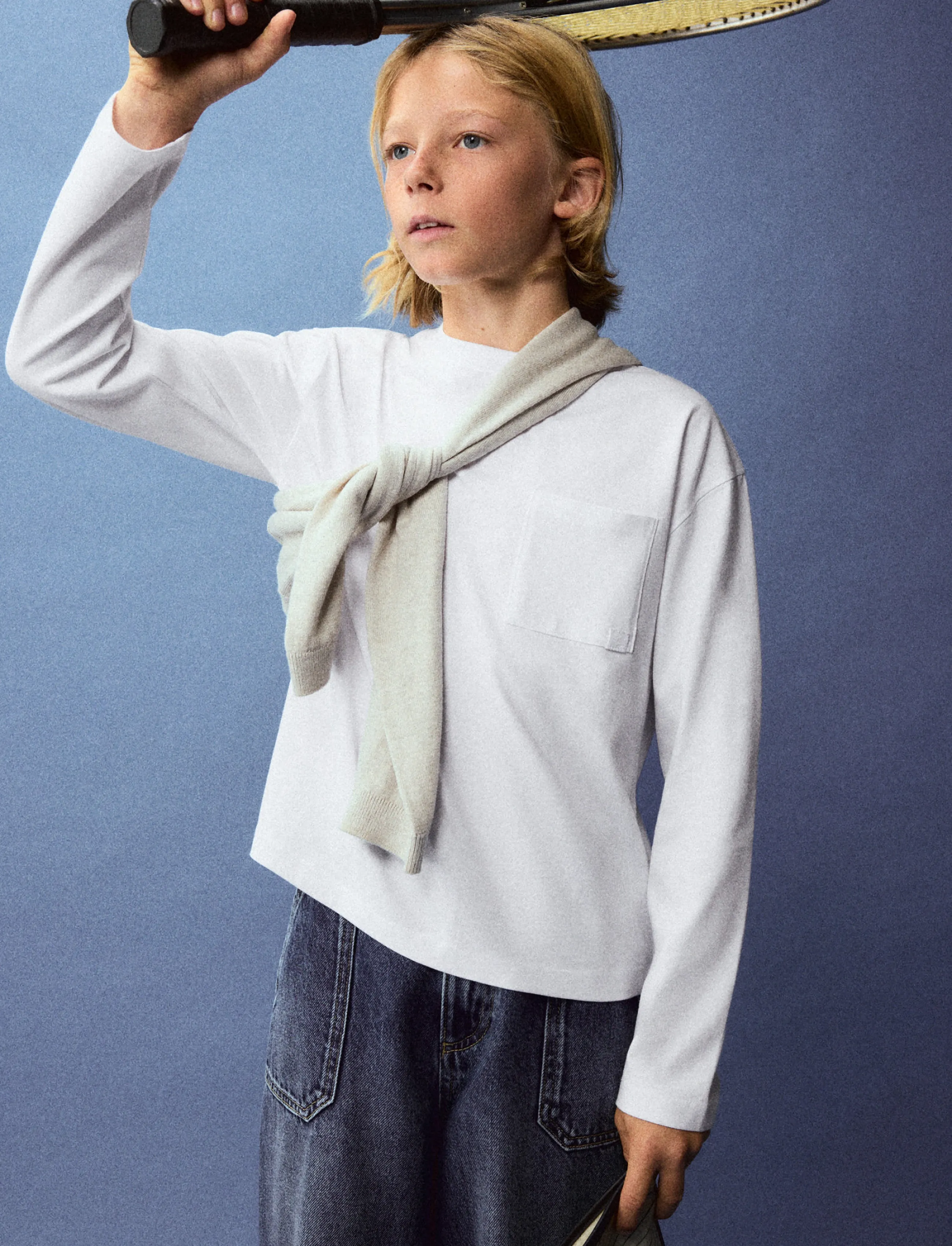 Mango - Loose-fit cotton T-shirt - långärmade t-shirts - white - 3