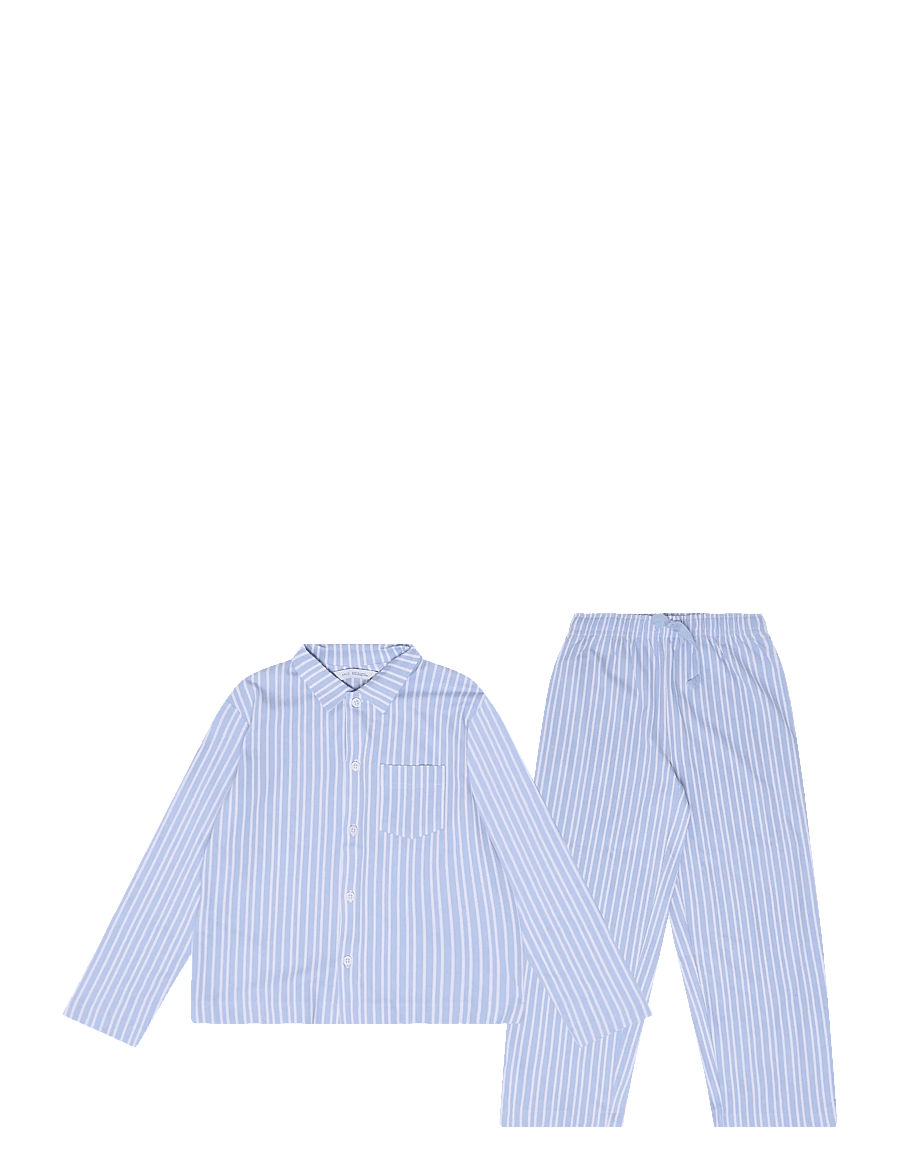 Mango - Full cotton striped pyjama set - pyjamassæt - lt-pastel blue - 0