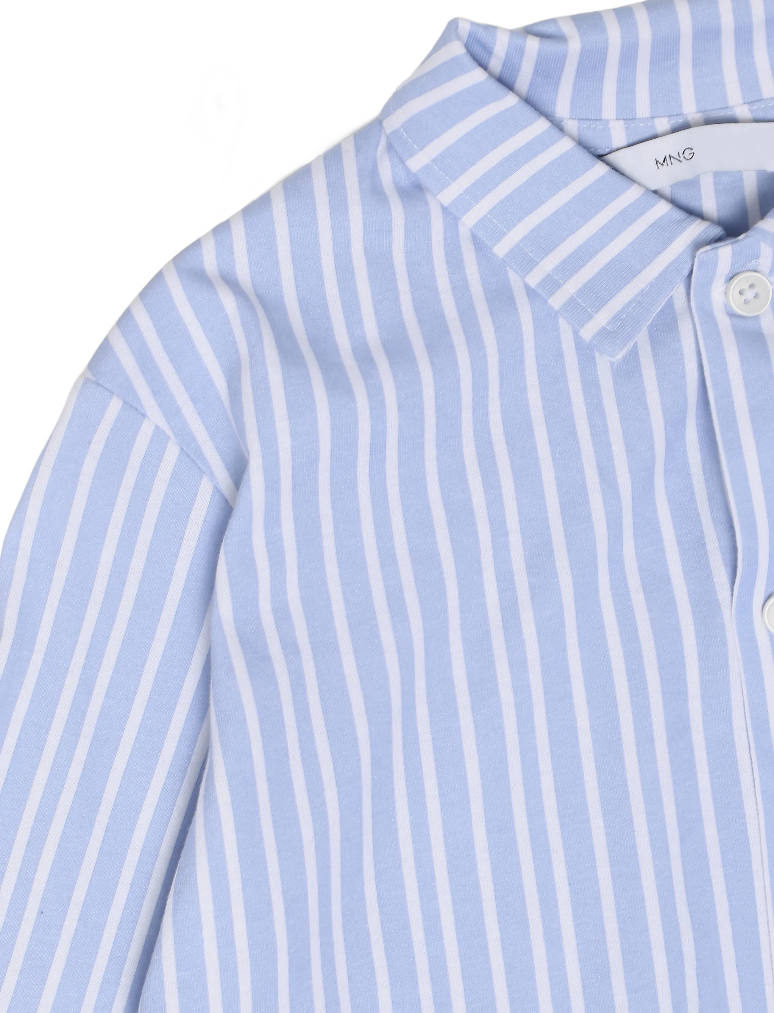 Mango - Full cotton striped pyjama set - pyjamassæt - lt-pastel blue - 4