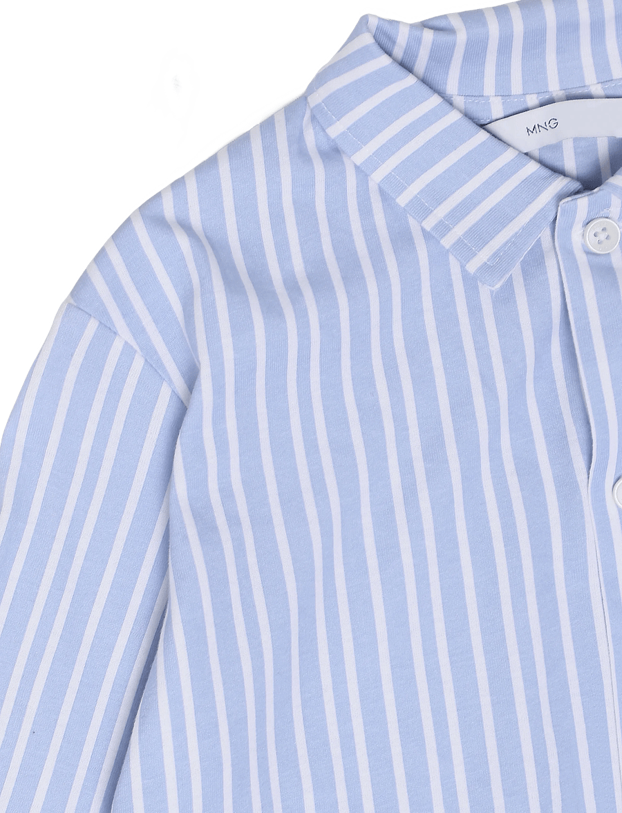 Mango - Full cotton striped pyjama set - pyjamassæt - lt-pastel blue - 4