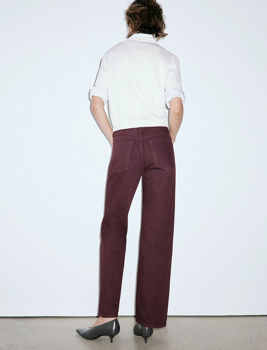 Mango - Miami medium-rise straight-fit jeans - raka jeans - dark red - 2