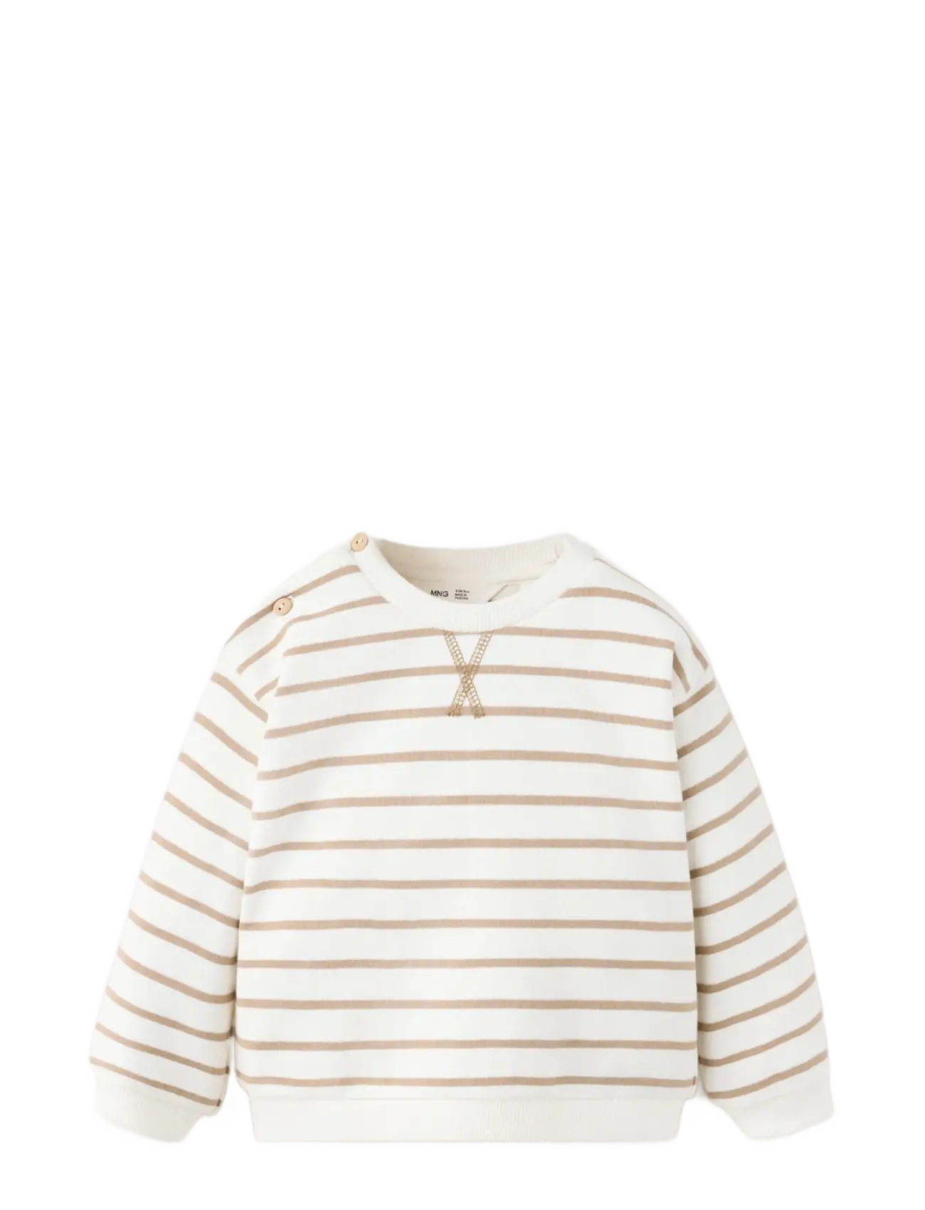 Mango Striped cotton-blend sweatshirt - Överdelar - NATURAL WHITE / cream