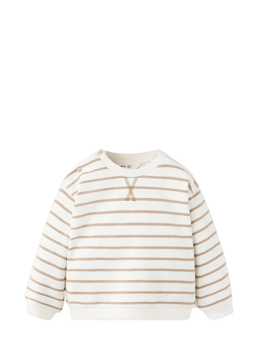 Mango - Striped cotton-blend sweatshirt - sweatshirts - natural white - 0