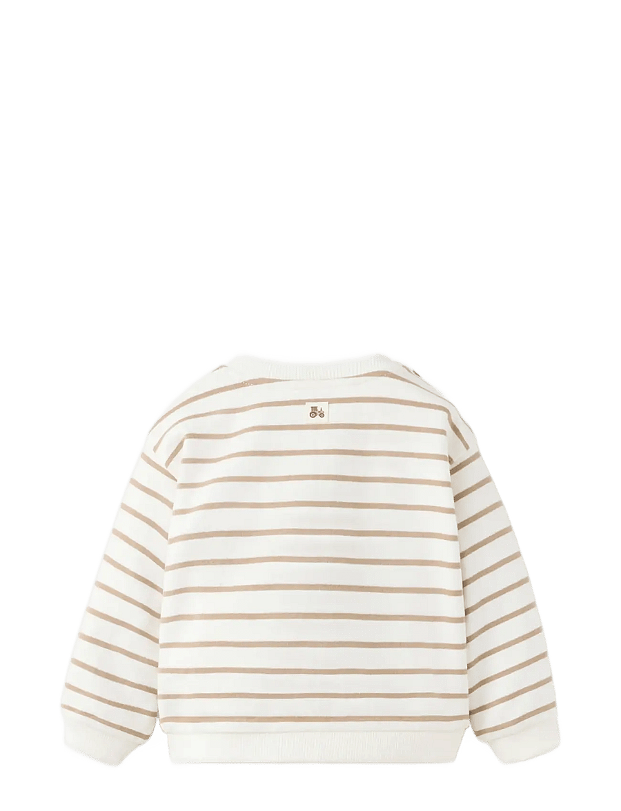 Mango - Striped cotton-blend sweatshirt - sweatshirts - natural white - 1