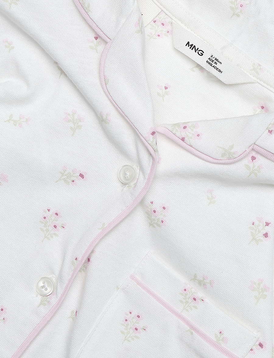Mango - Floral-print pyjama set - pyjamassæt - natural white - 4