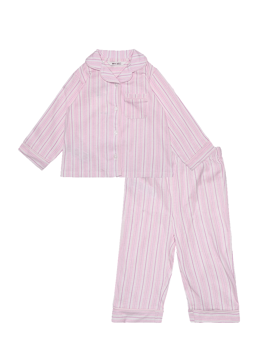 Mango - Striped pyjama set - pyjamassæt - pink - 0