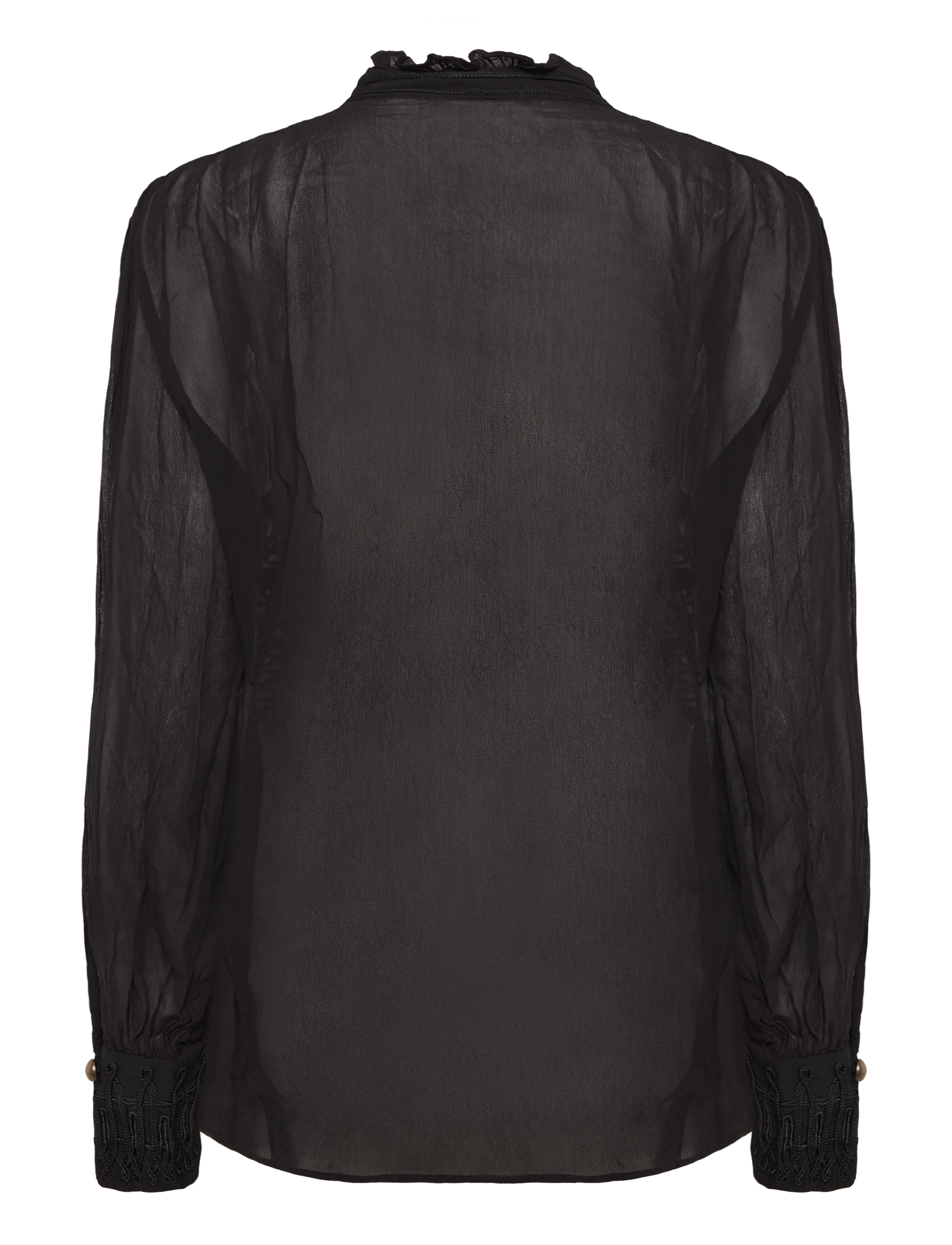 Mango - Chiffon blouse with frog closures - black - 1