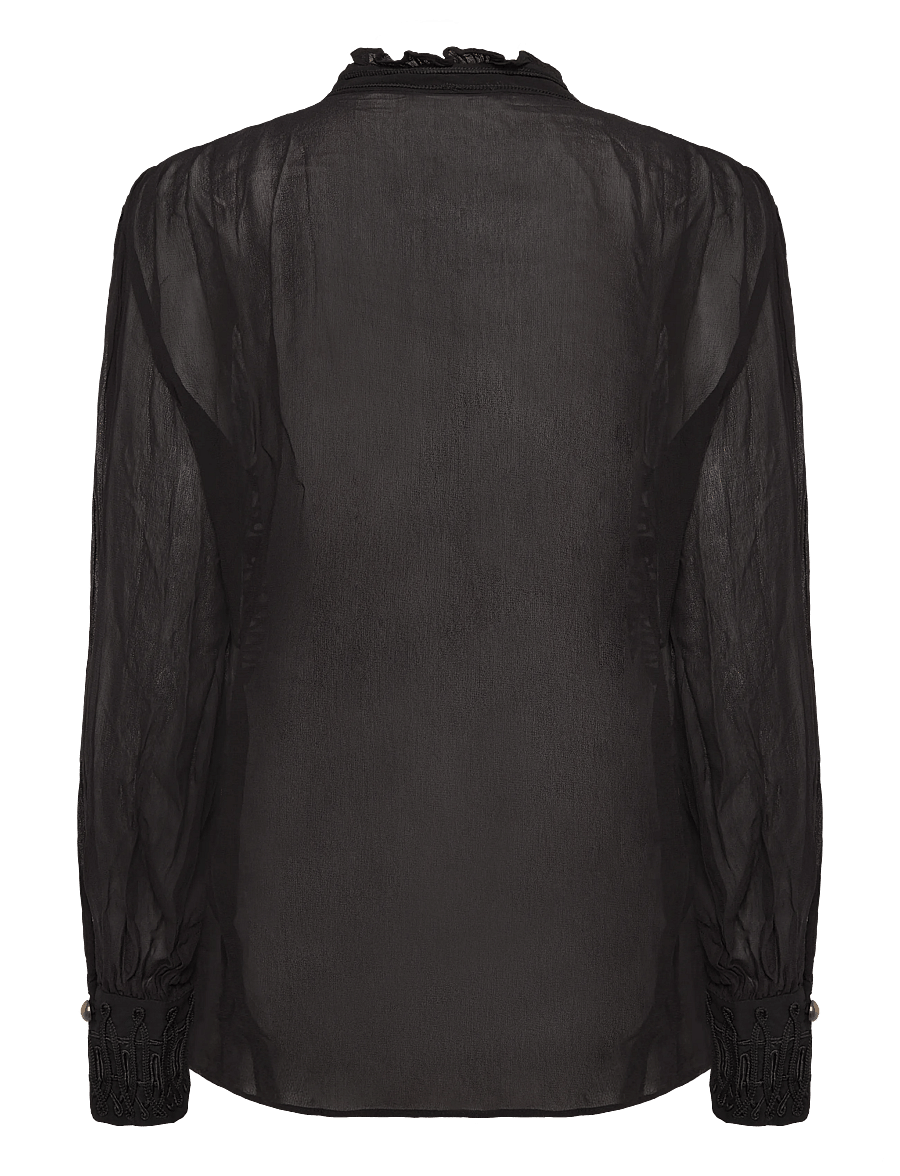 Mango - Chiffon blouse with frog closures - langærmede bluser - black - 1