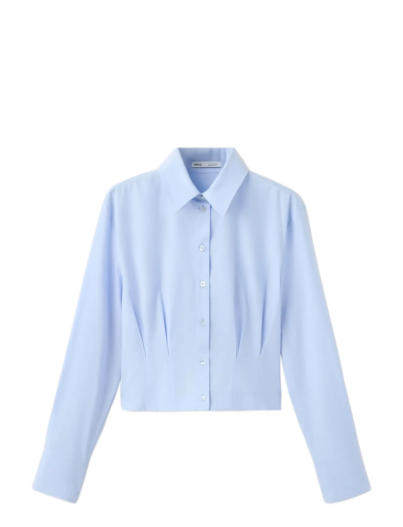 Mango - Pleated cotton shirt - langærmede skjorter - lt-pastel blue - 1