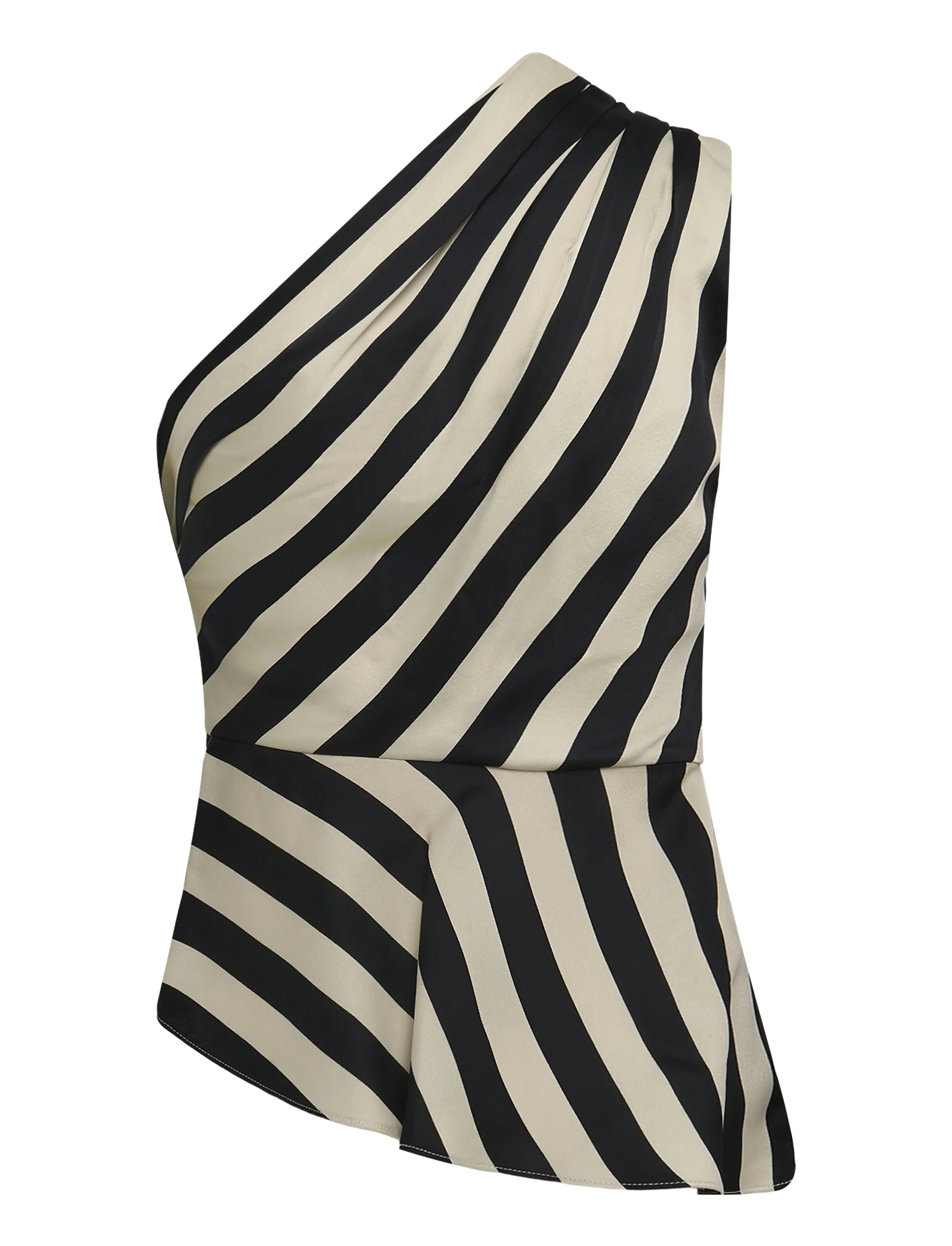 Mango - Striped asymmetrical top - linnen - light beige - 1