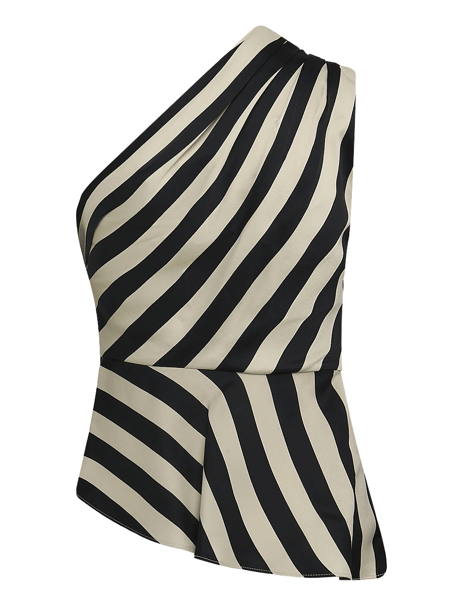 Mango - Striped asymmetrical top - linnen - light beige - 1