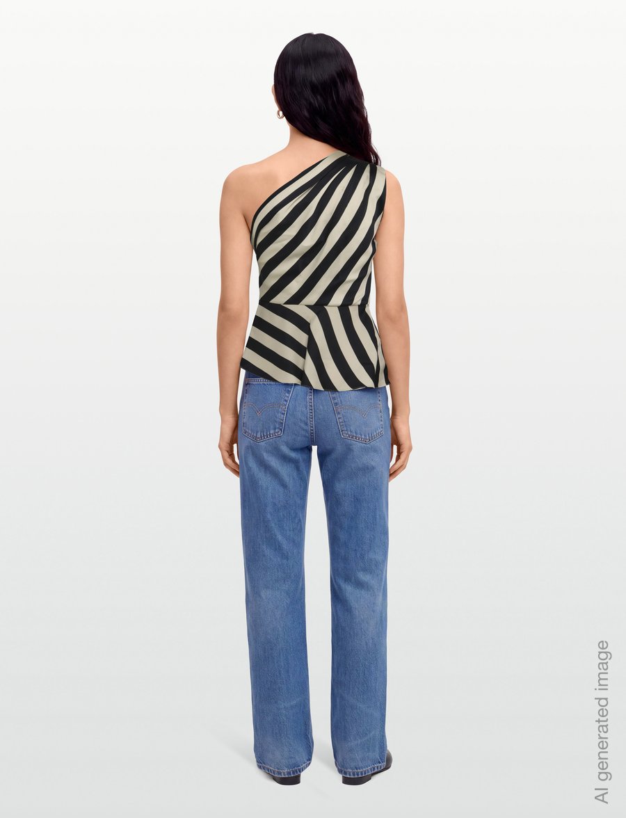 Mango - Striped asymmetrical top - linnen - light beige - 4