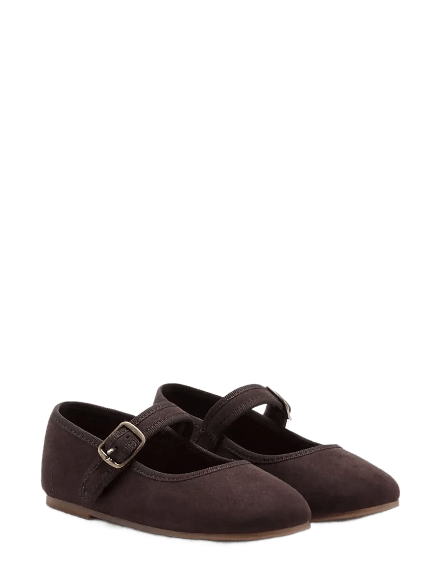 Mango - Suede-effect ballerina with buckle - ballerinaer & slip ons - dark brown - 0