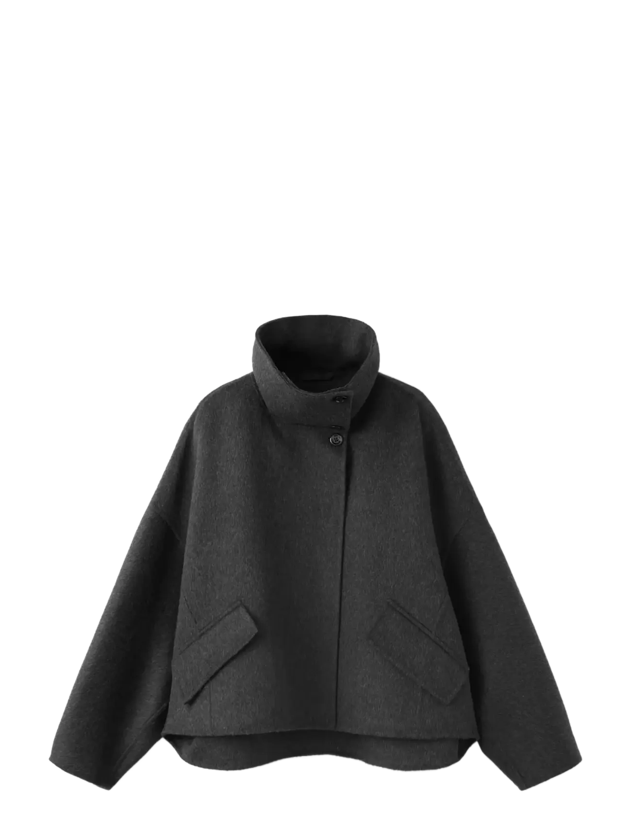 Mango - Wool cardigan with collar - dark grey - 1