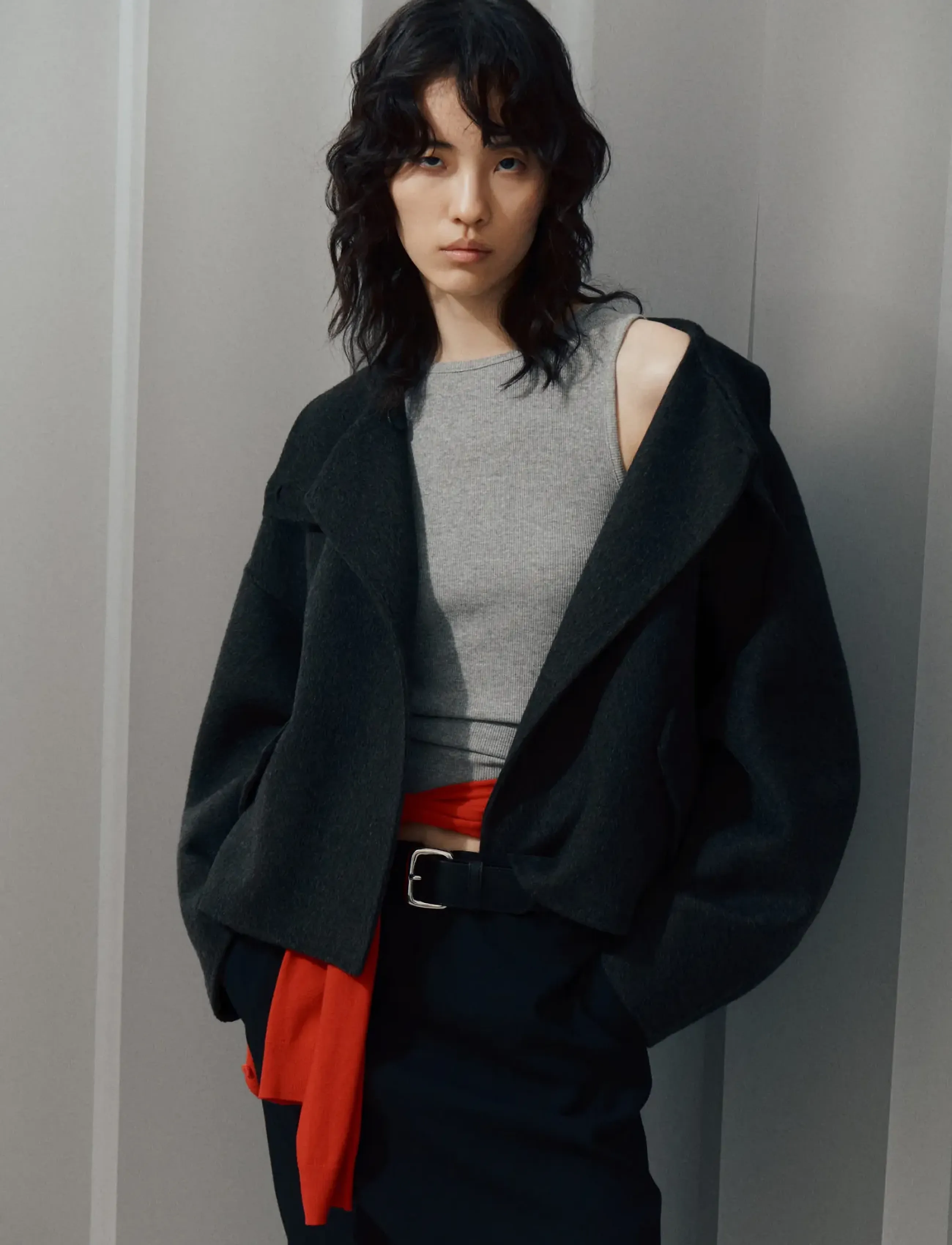 Mango Wool cardigan with collar - Ulljackor - DARK GREY / grey