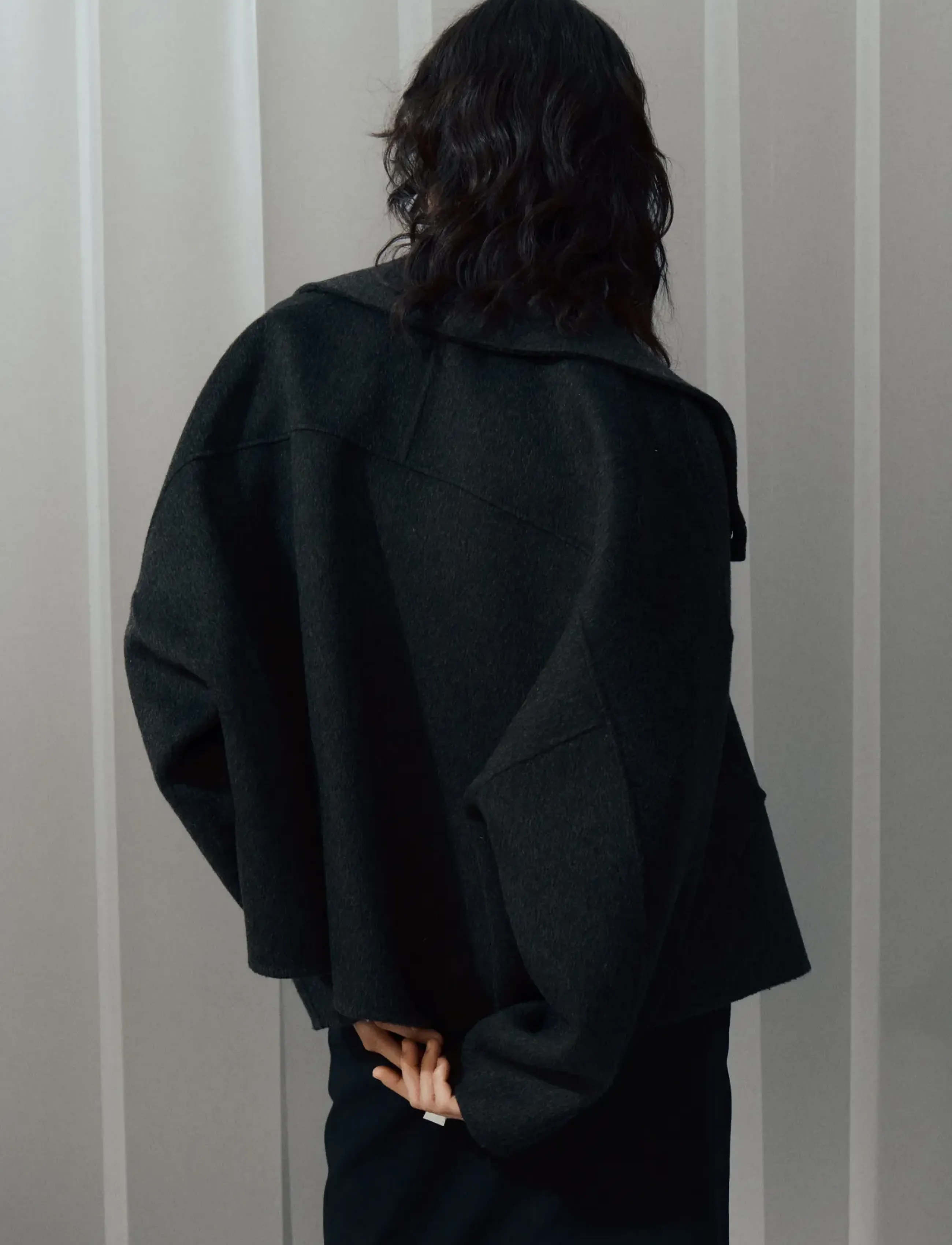 Mango - Wool cardigan with collar - dark grey - 2