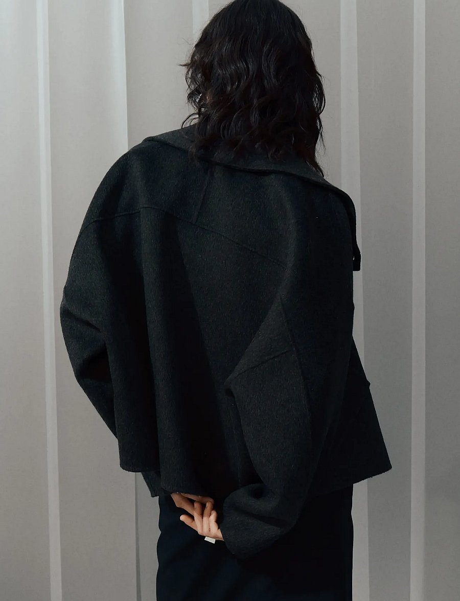 Mango - Wool cardigan with collar - dark grey - 2