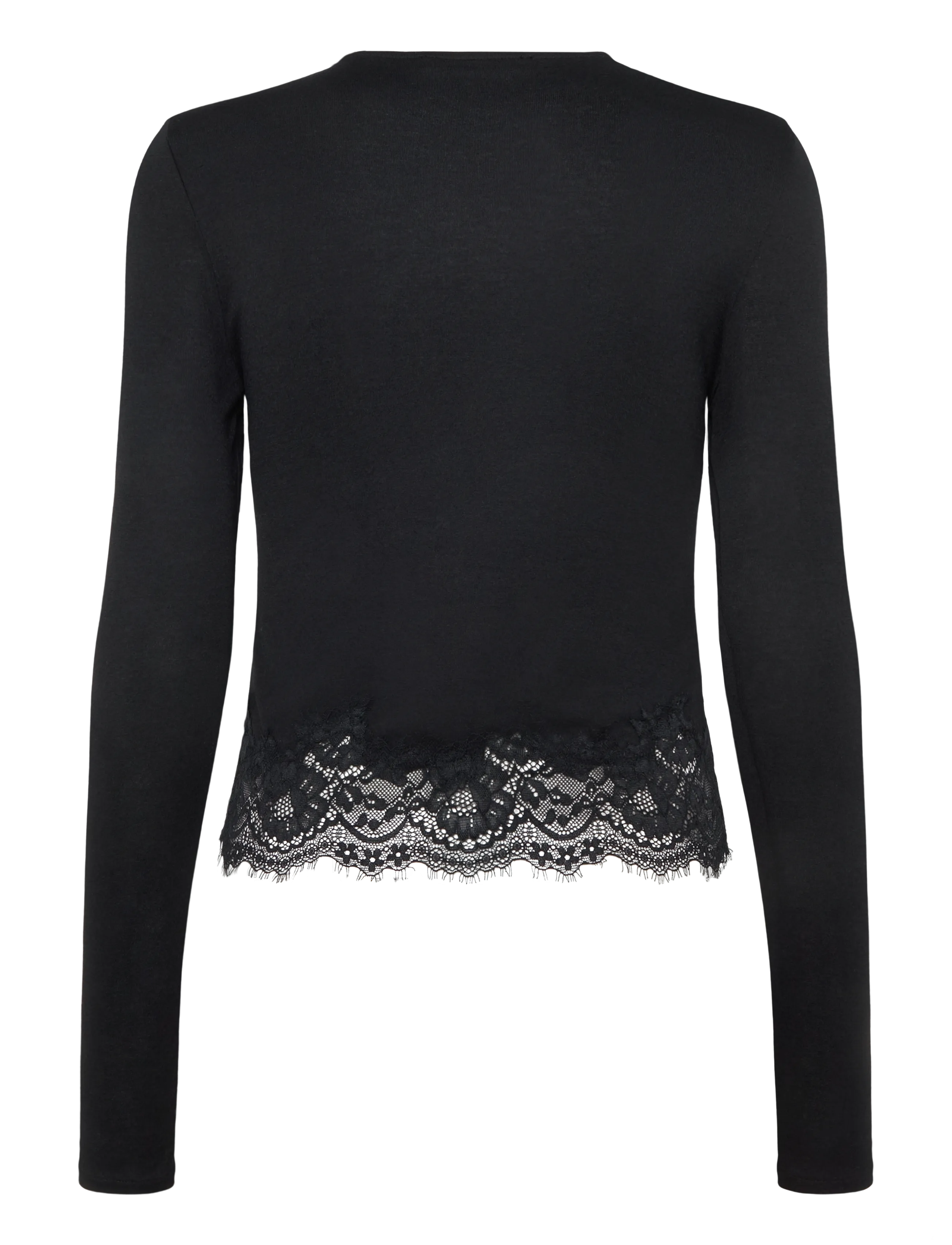 Mango - Fitted T-shirt with lace trim - langærmede toppe - black - 2