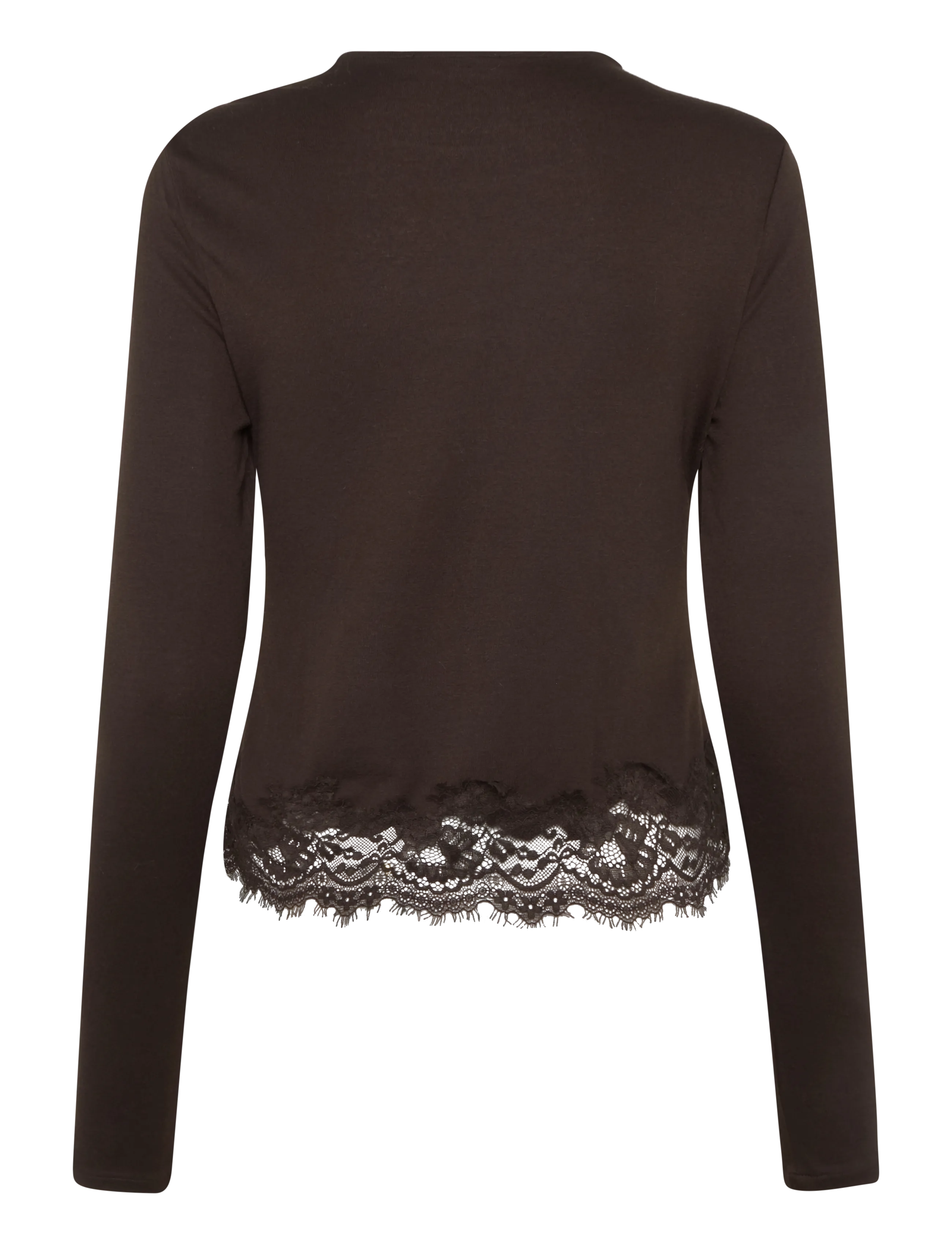 Mango - Fitted T-shirt with lace trim - brown - 1