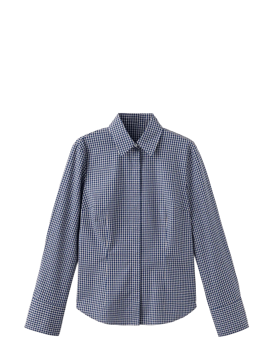 Mango - Fitted cotton shirt - langærmede skjorter - navy - 0