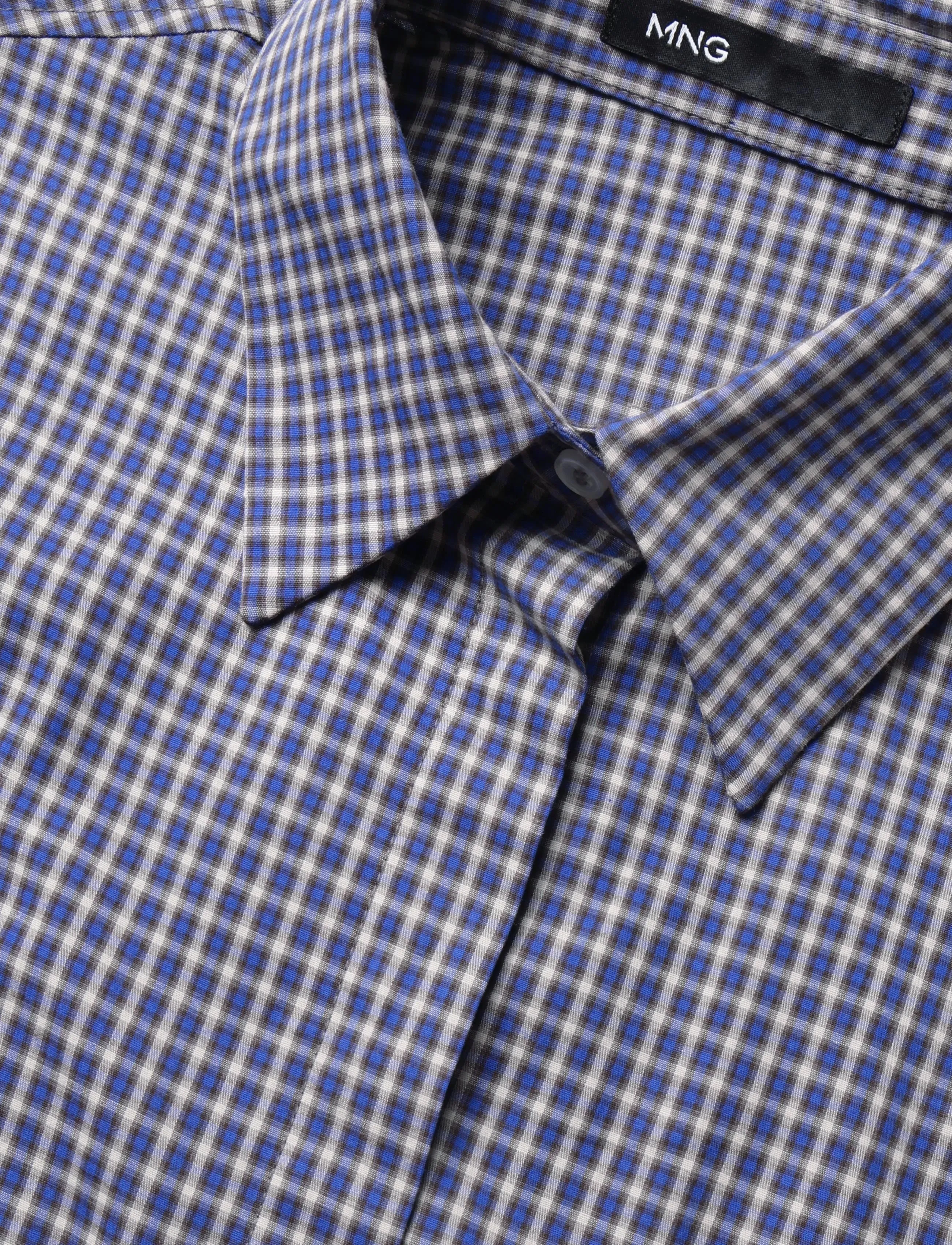 Mango - Fitted checked shirt - langærmede skjorter - navy - 2