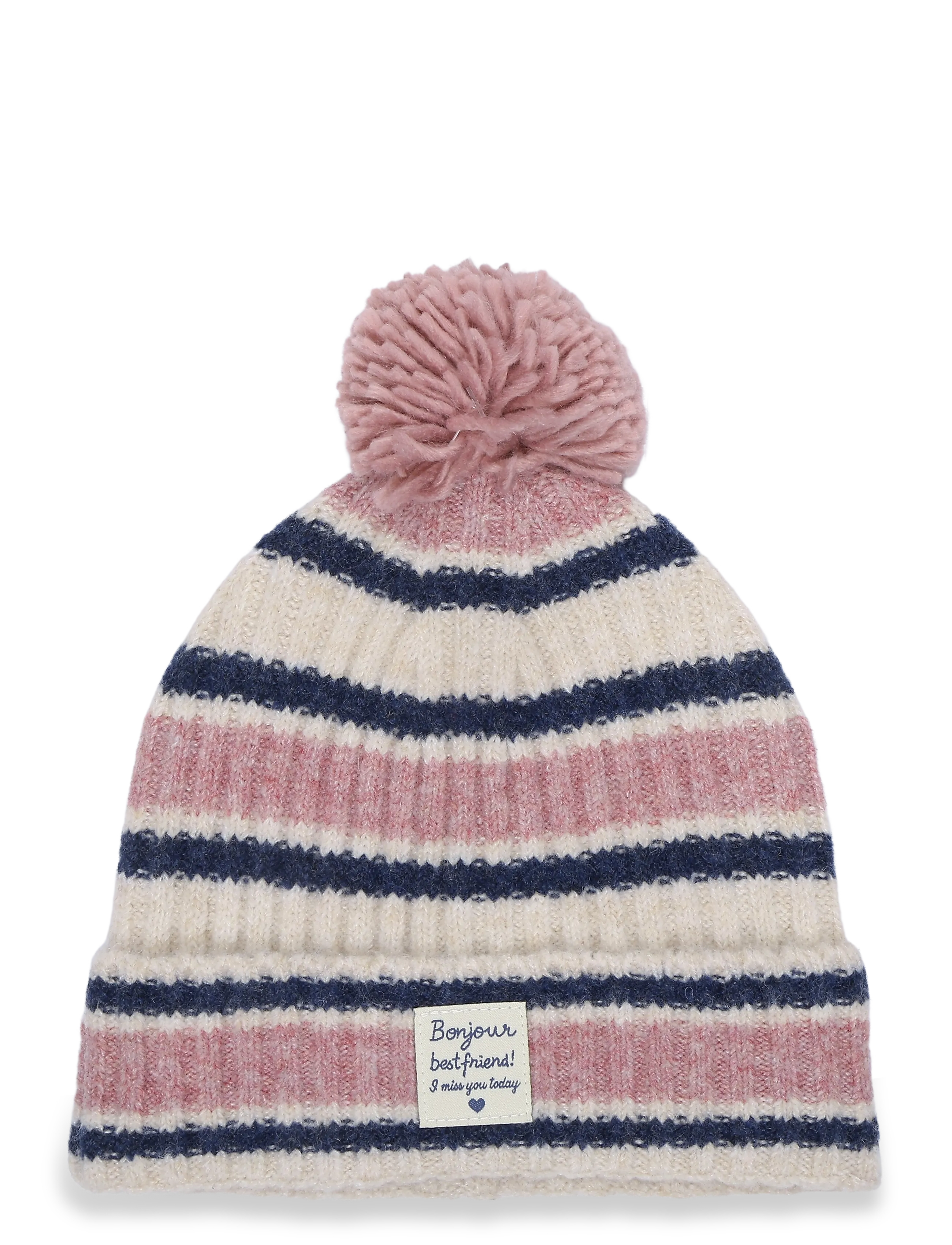 Mango Striped knit hat - Babyhuer - LT-PASTEL PINK / pink/rose