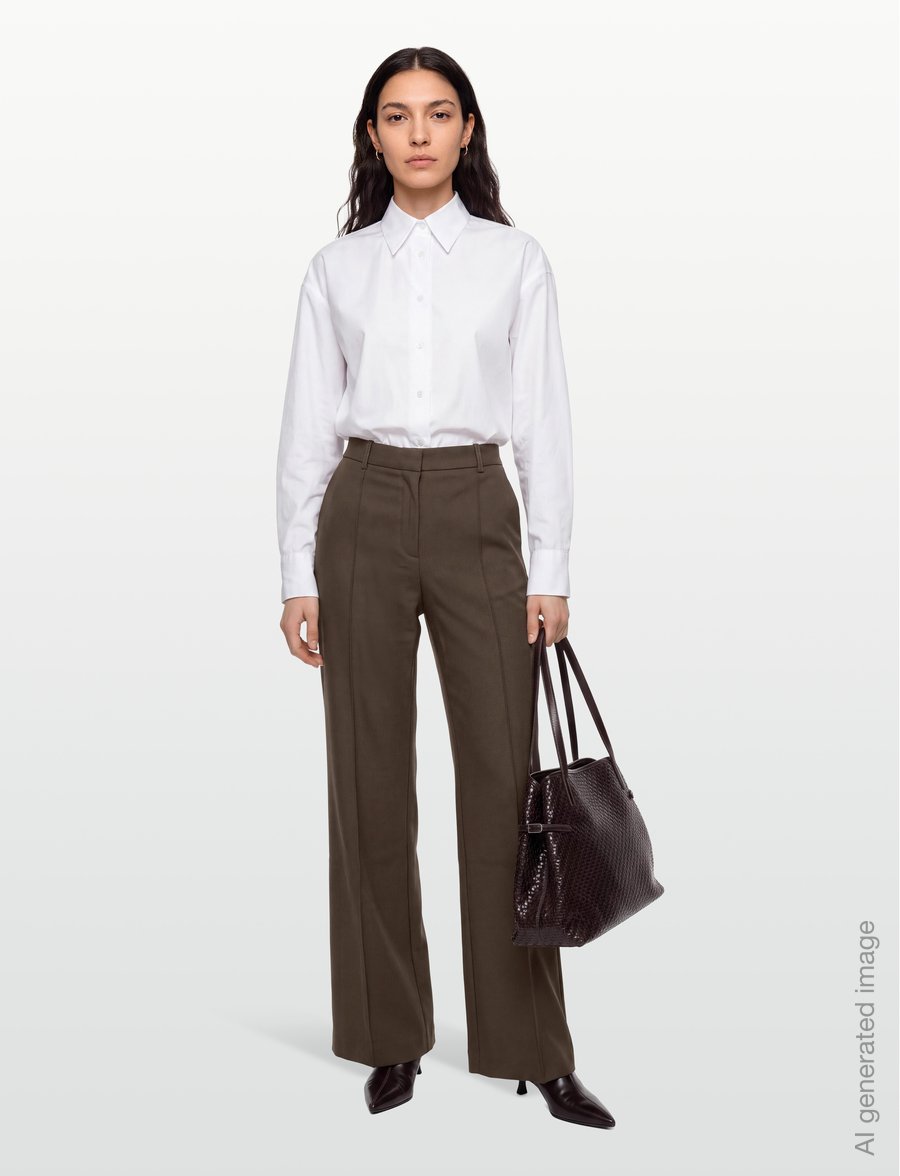 Mango - Flared trousers with seams - flare bukser - medium brown - 0