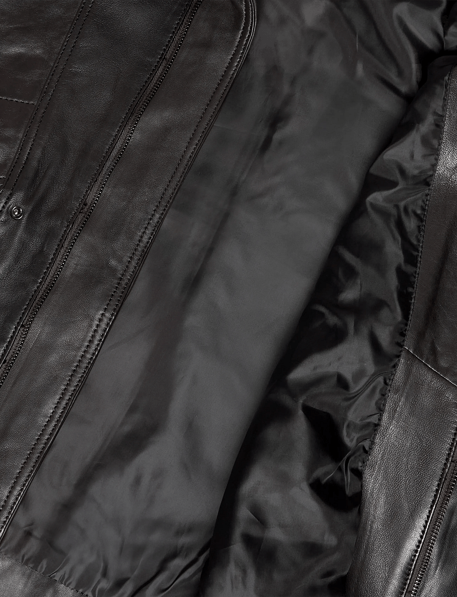 Mango - Oversized leather jacket with funnel neck - bomberjakker - dark brown - 4
