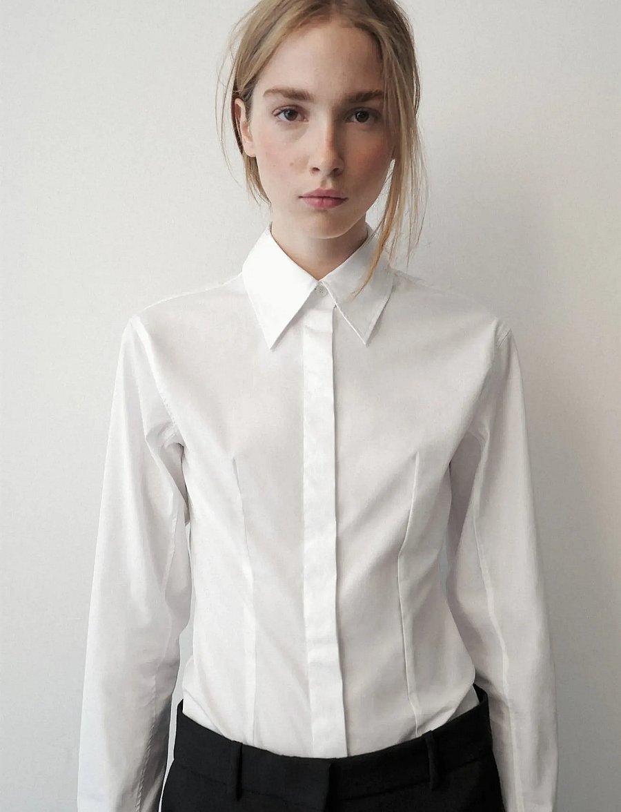 Mango - Fitted cotton shirt - white - 0