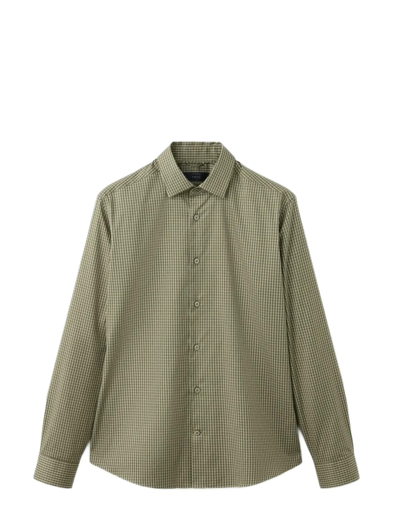 Mango Slim fit striped cotton shirt - Skjorter - BEIGE - KHAKI / khaki/green