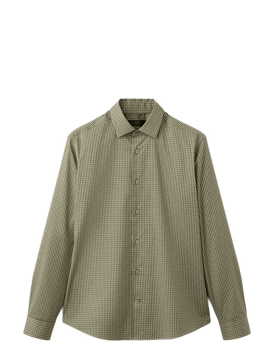 Mango - Slim fit striped cotton shirt - casual skjorter - beige - khaki - 0