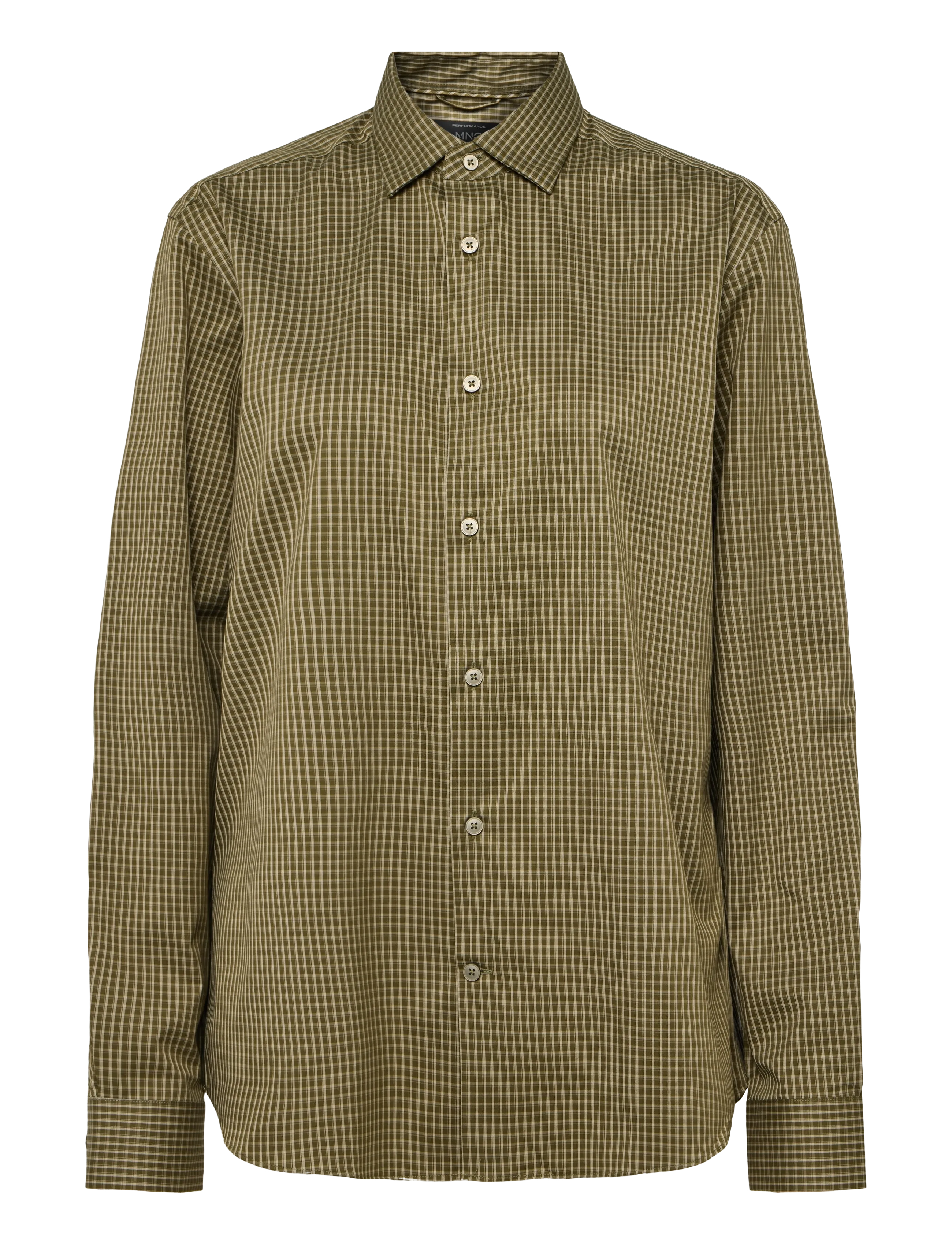 Mango Slim fit striped cotton shirt - Skjortor - BEIGE - KHAKI / khaki/green