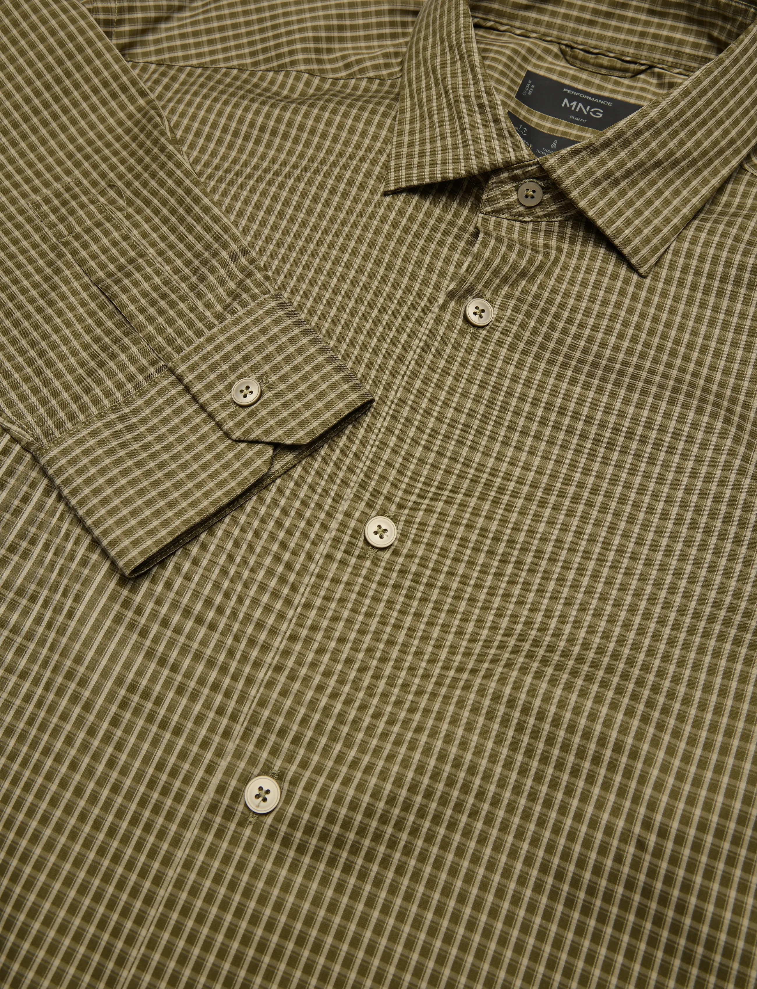 Mango - Slim fit striped cotton shirt - casual skjorter - beige - khaki - 2